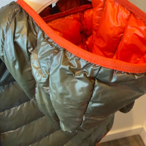 MONCLER Hooded Down Jacket Kids Size 5 Green Orange Lining - Picture 9 of 10